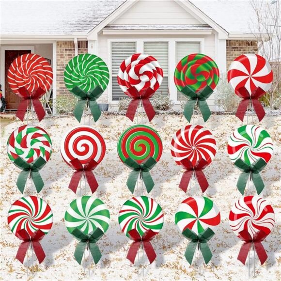 Christmas Outdoor Yard Signs Peppermint Corrugated Yard...